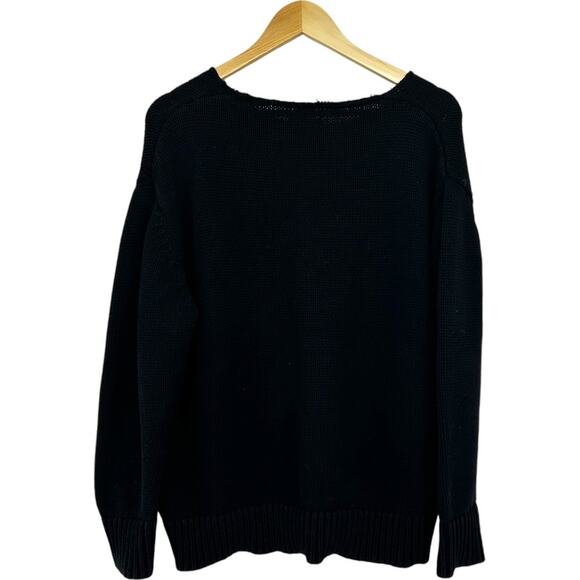 Daily Ritual Boxy Crewneck Knit Cotton Sweater Women's XL Black - Picture 3 of 6
